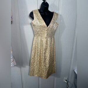 An Original by “Meg” Vintage 1950/60s Gold Brocade Dress See Measurements EUC